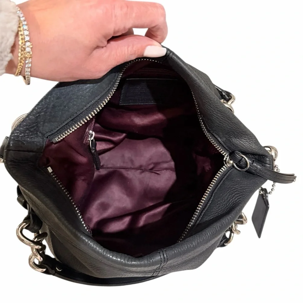 COACH Hobo 14142m Brooke Black Leather Shoulder Bag - Picture 4 of 7